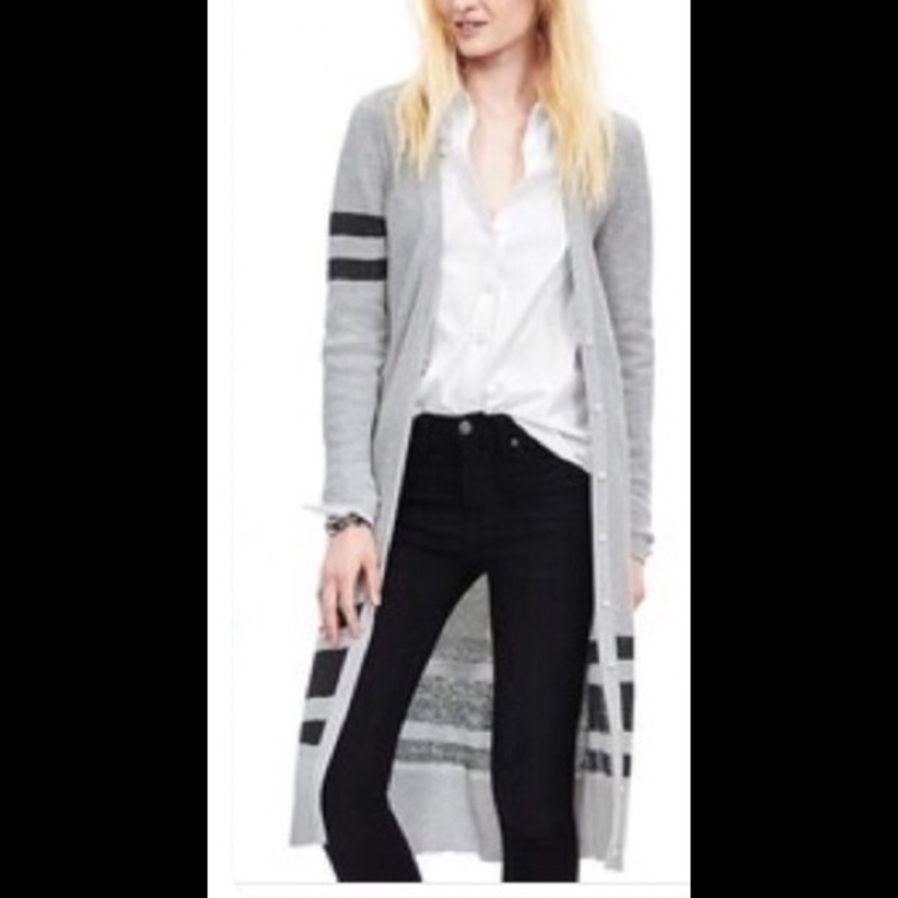 Banana Republic Sporty Stripe Long Duster Cardigan